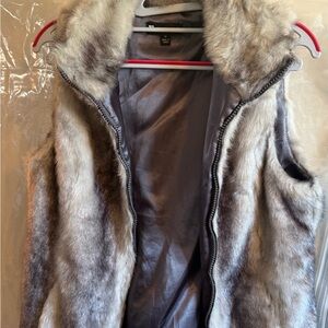 Valerie Bertinelli Faux Fur Vest - Gray